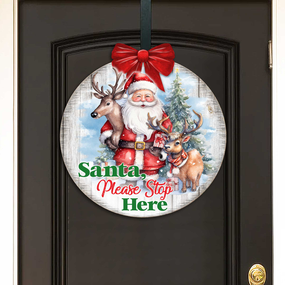 "Santa Please Stop Here" Wooden Porch Sign
