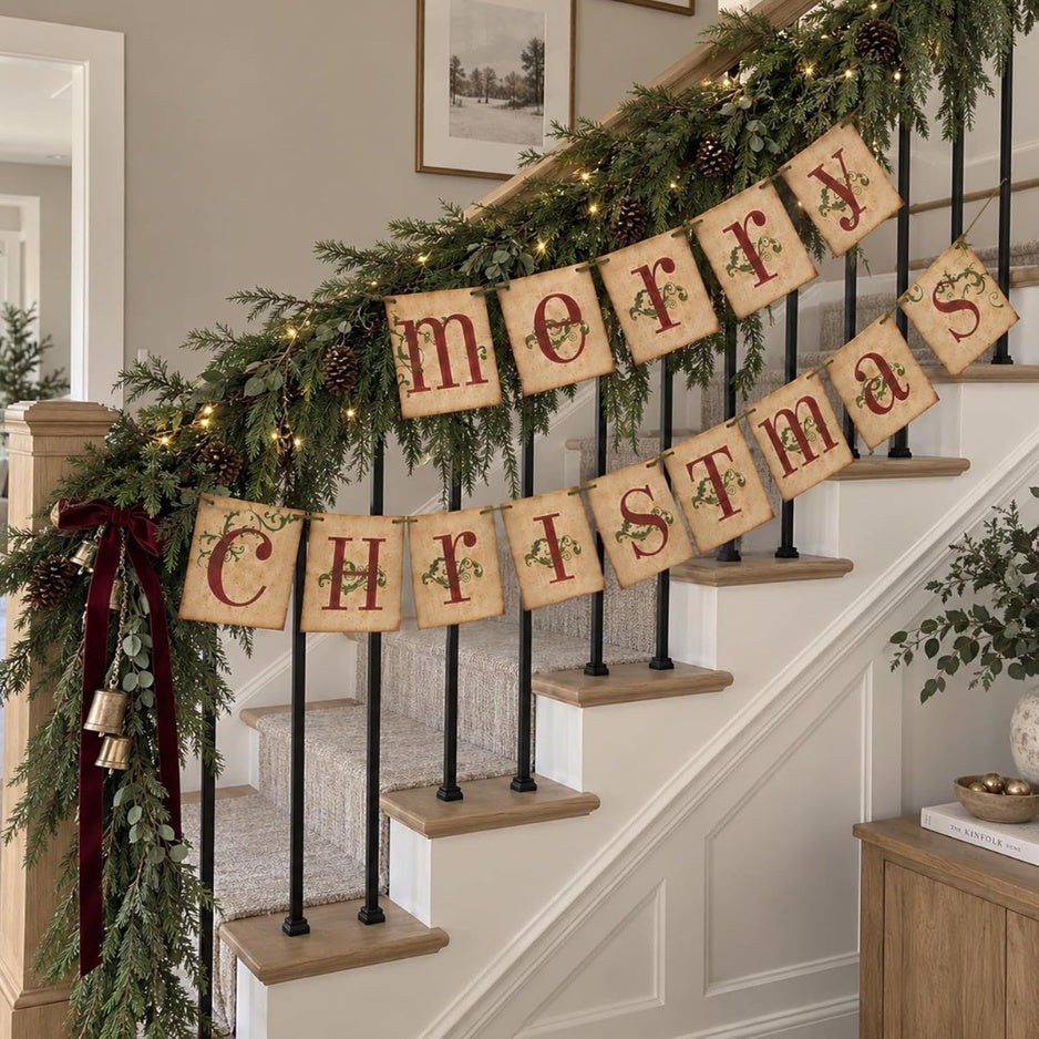 Merry Christmas banner, close-up