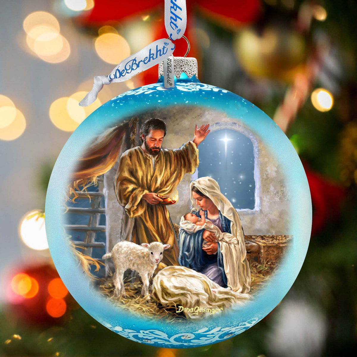 "A Child Is Born" Hand-Painted Glass Nativity Ornament, Limited Edition