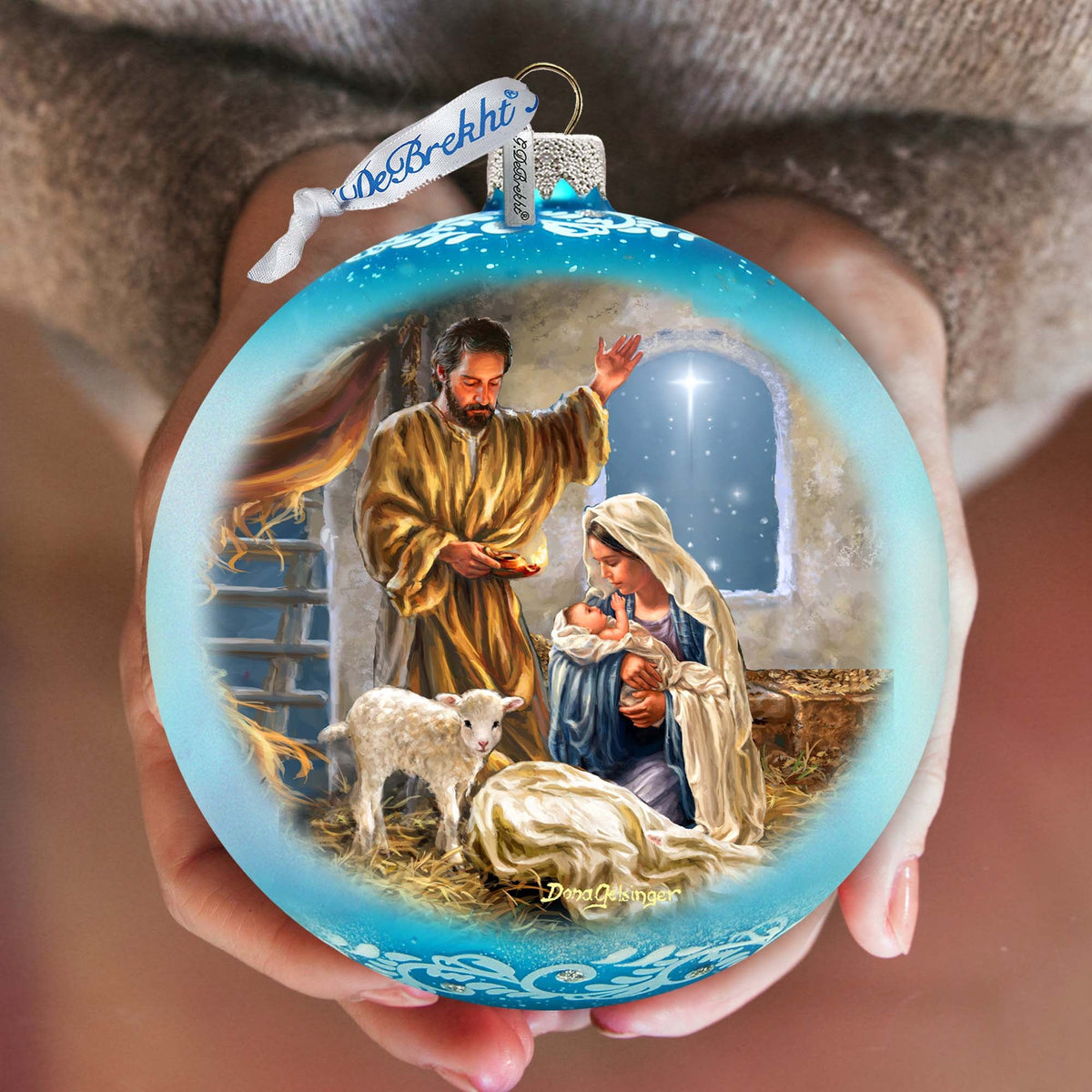 "A Child Is Born" Hand-Painted Glass Nativity Ornament, Limited Edition