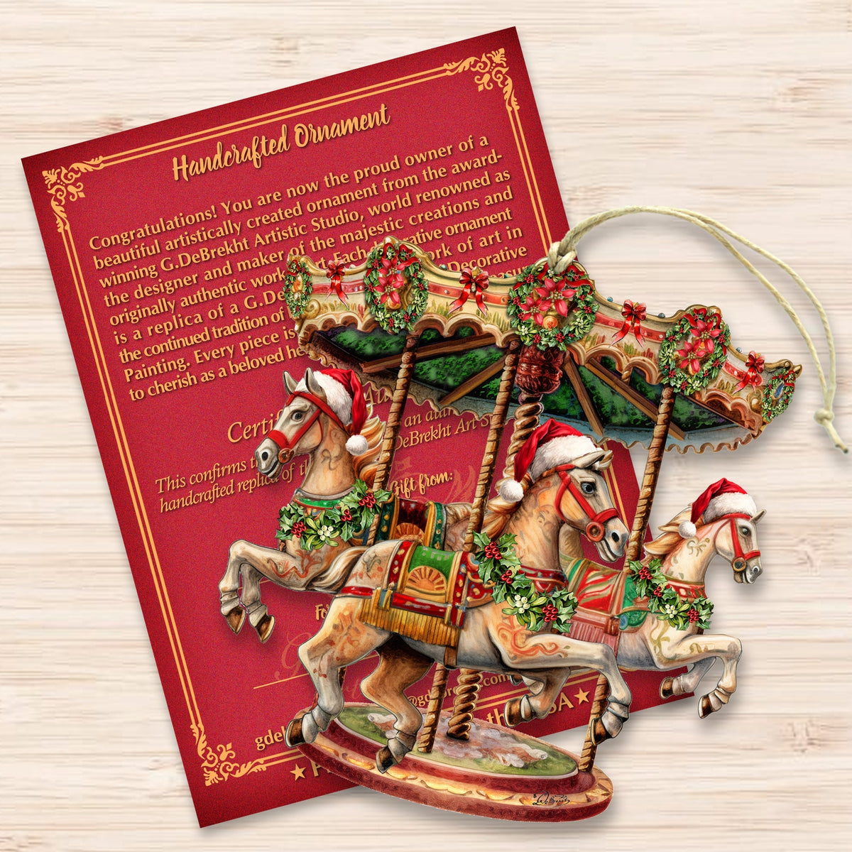 Christmas Carousel Wooden Ornaments