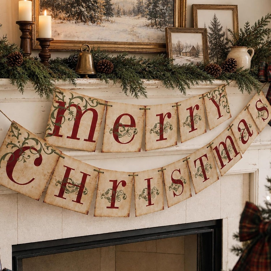 Vintage Merry Christmas banner