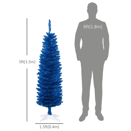Deep blue pencil tree decorated