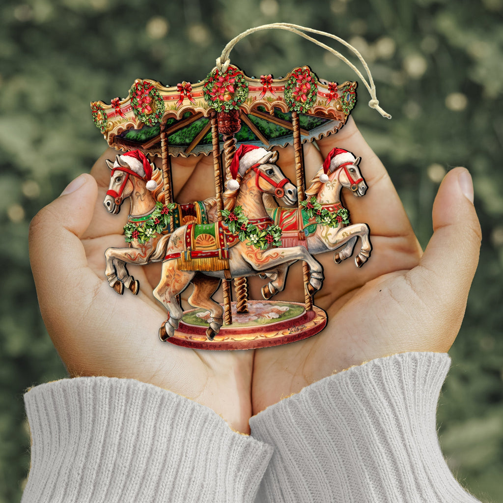 Christmas Carousel Wooden Ornaments