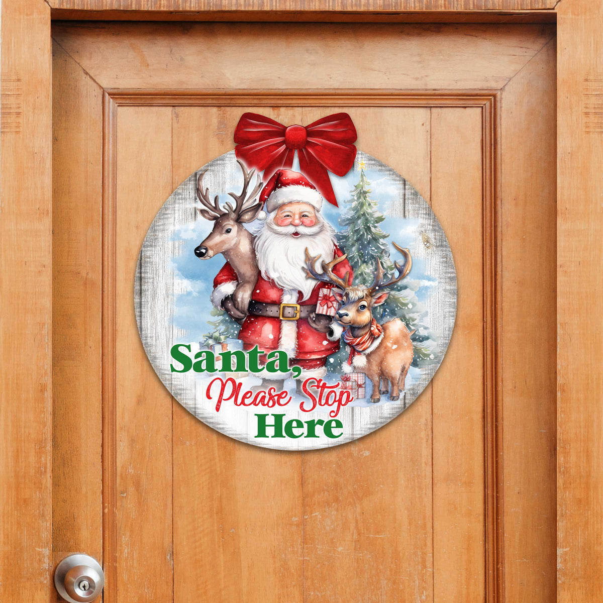 "Santa Please Stop Here" Wooden Porch Sign