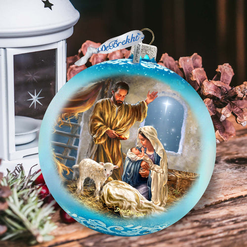"A Child Is Born" Hand-Painted Glass Nativity Ornament, Limited Edition