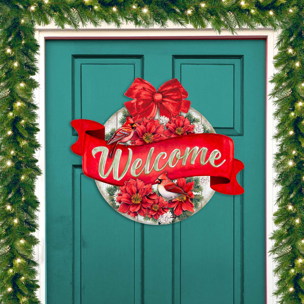 Christmas Wreath Wooden Welcome Sign
