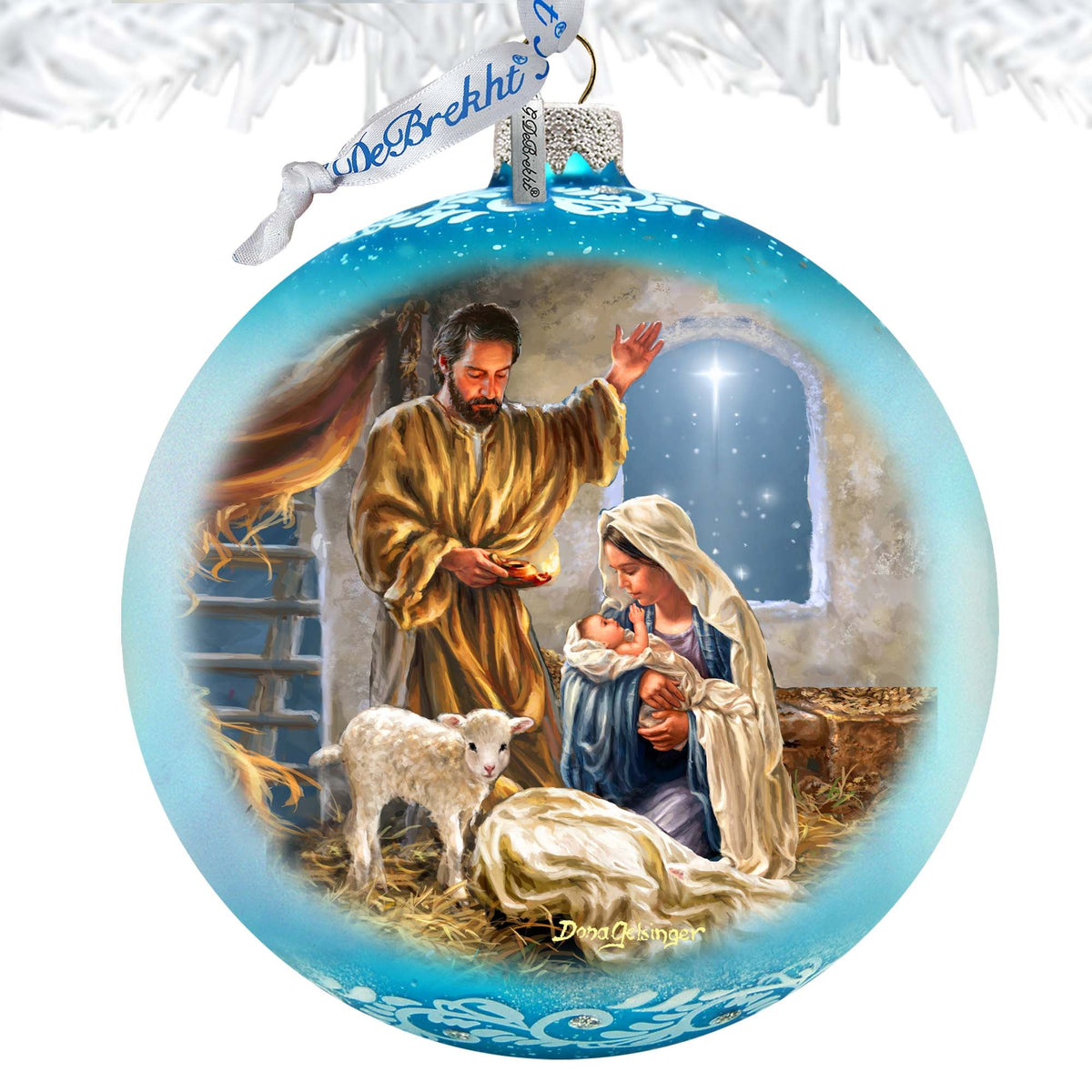 "A Child Is Born" Hand-Painted Glass Nativity Ornament, Limited Edition