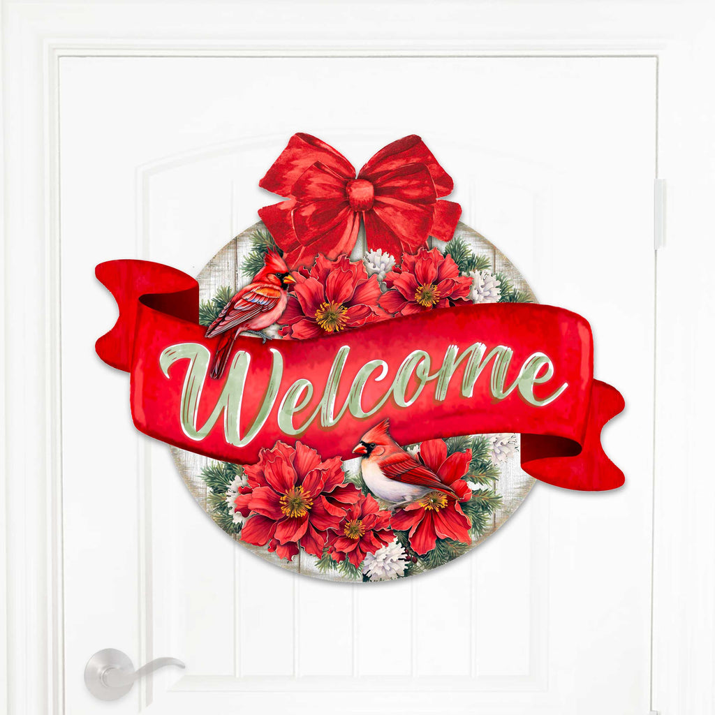 Christmas Wreath Wooden Welcome Sign
