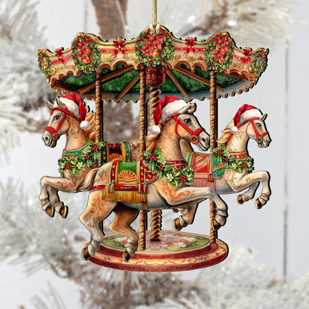 Christmas Carousel Wooden Ornaments