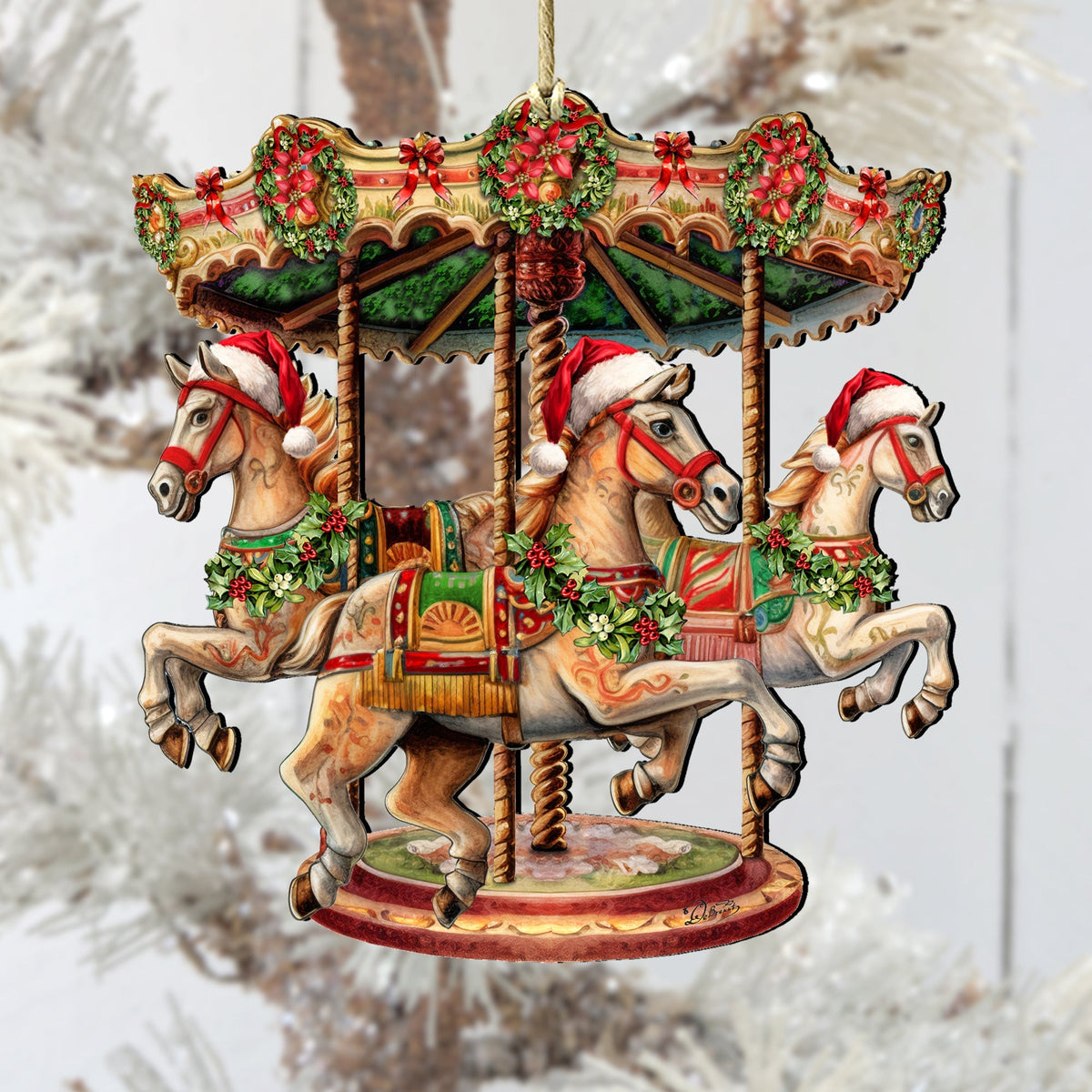 Christmas Carousel Wooden Ornaments