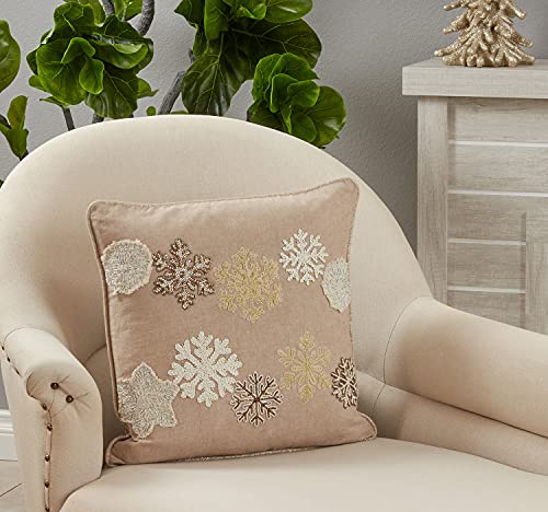 Beaded Snowflake Throw Pillow