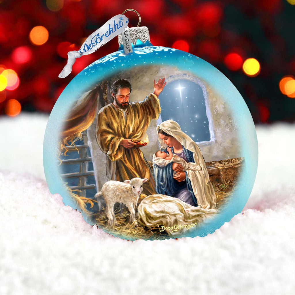 "A Child Is Born" Hand-Painted Glass Nativity Ornament, Limited Edition