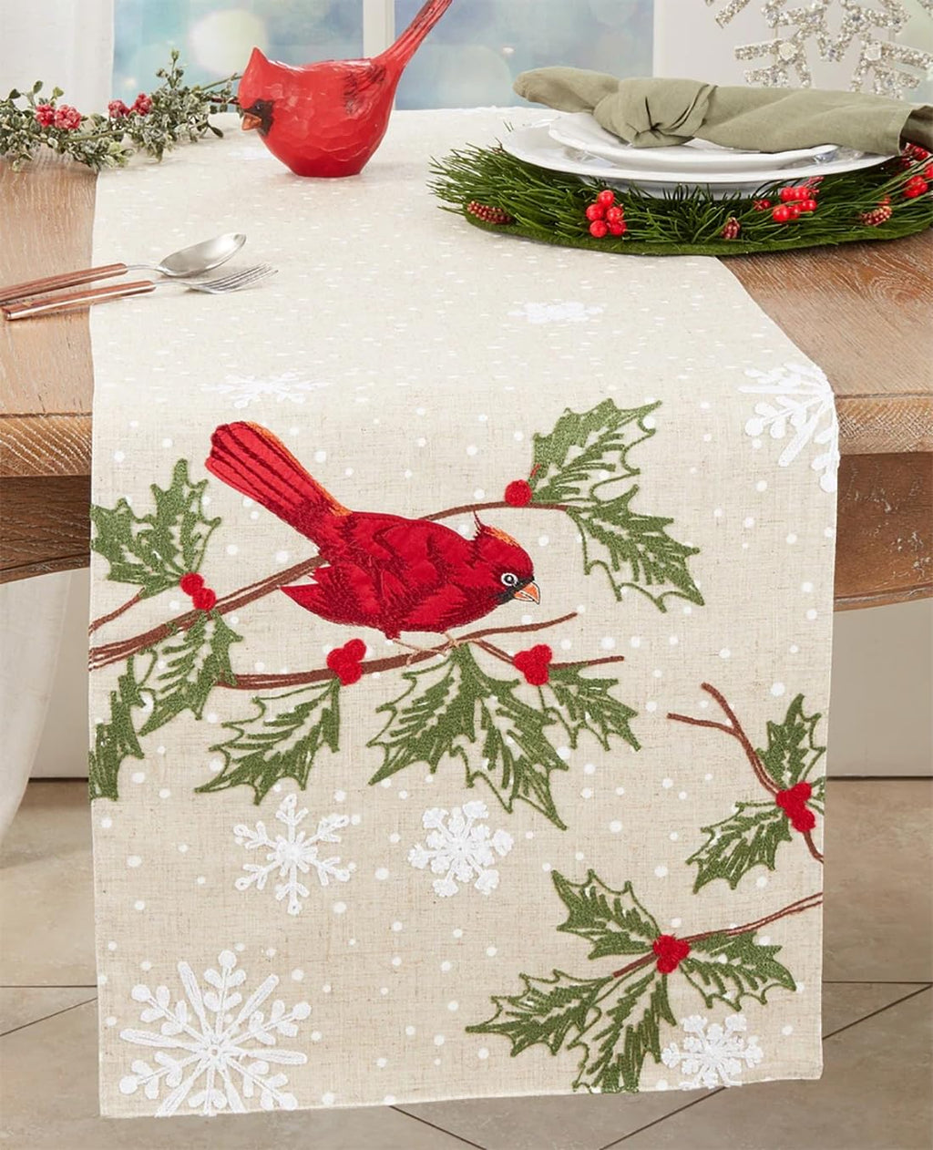 Perched Cardinal Table Runner