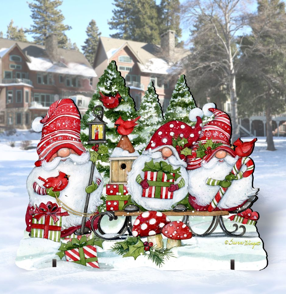 Santa & Snowman Gnomes Outdoor Display