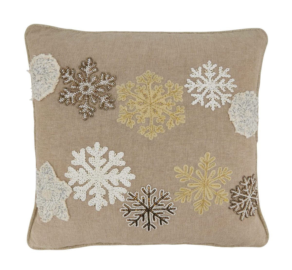 Beaded Snowflake Throw Pillow