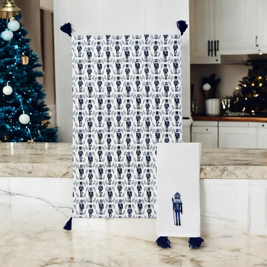 Blue Nutcracker Tea Towels, Set of 2