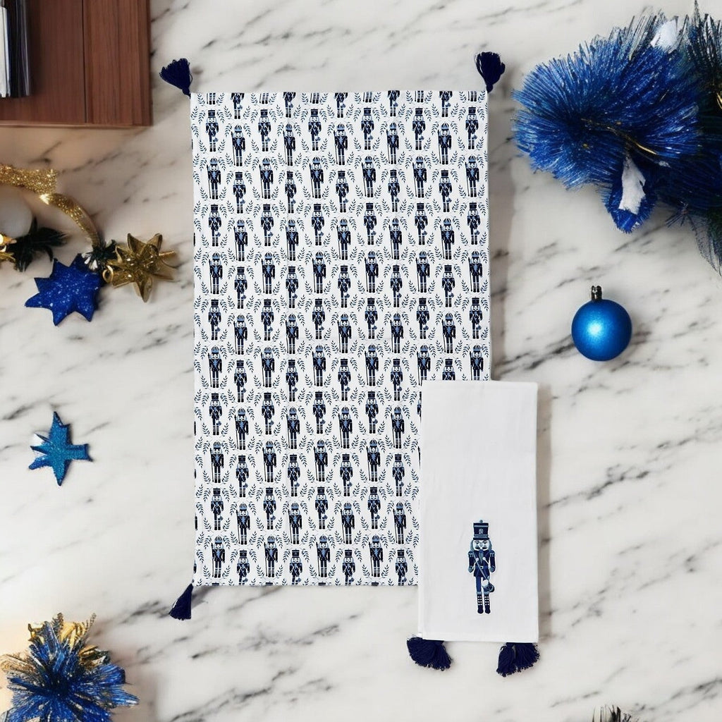 Blue Nutcracker Tea Towels, Set of 2