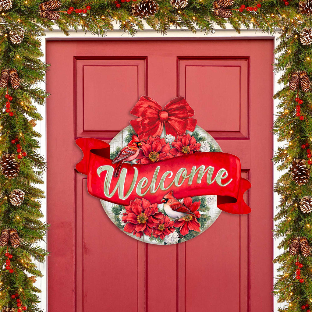 Christmas Wreath Wooden Welcome Sign