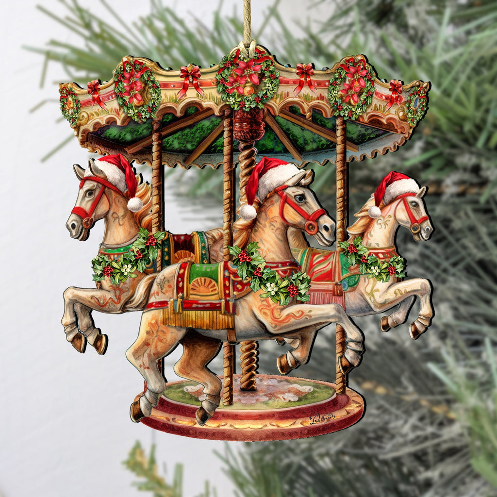 Christmas Carousel Wooden Ornaments