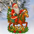 2026 Dated Santa on Horseback Wooden Ornament