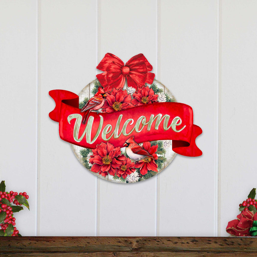 Christmas Wreath Wooden Welcome Sign