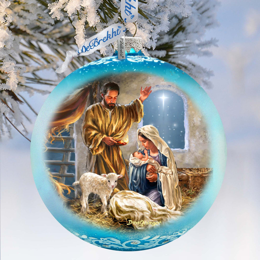 "A Child Is Born" Hand-Painted Glass Nativity Ornament, Limited Edition