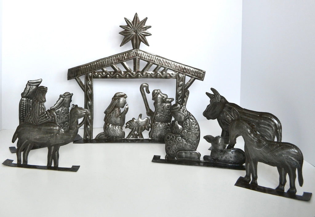 Haitian Steel-Drum Metal Nativity Set, 6 Pieces