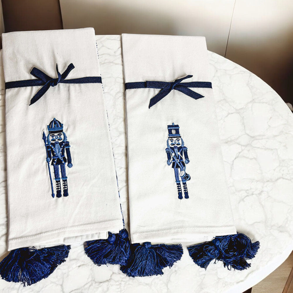 Blue Nutcracker Tea Towels, Set of 2