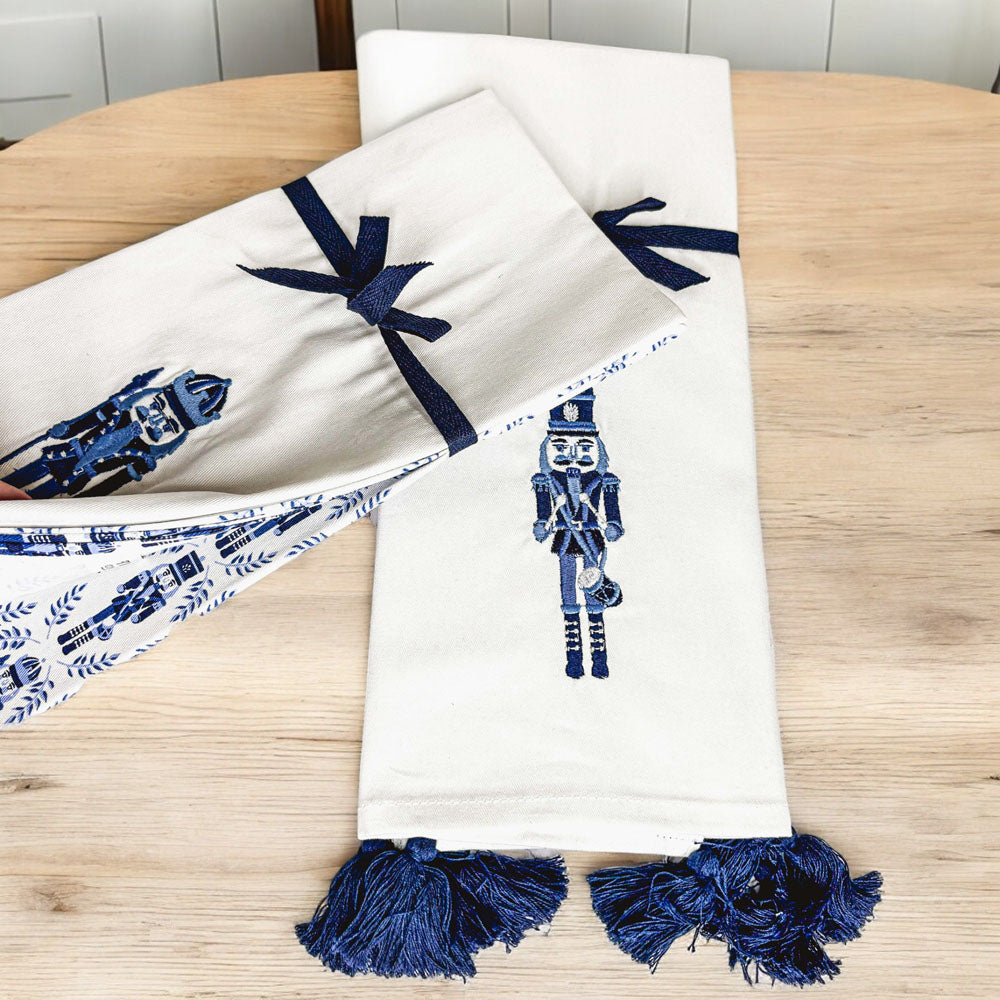 Blue Nutcracker Tea Towels, Set of 2