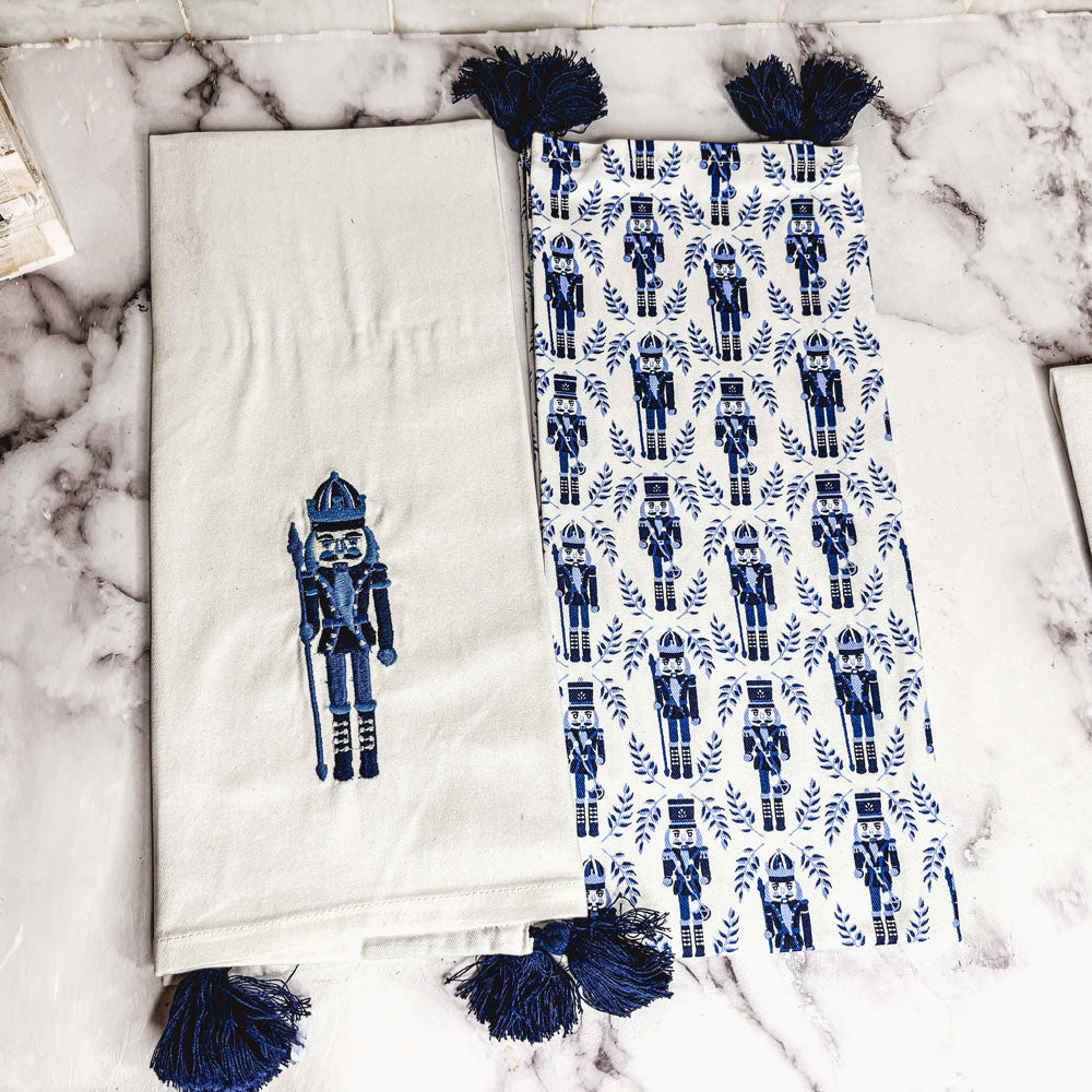 Blue Nutcracker Tea Towels, Set of 2