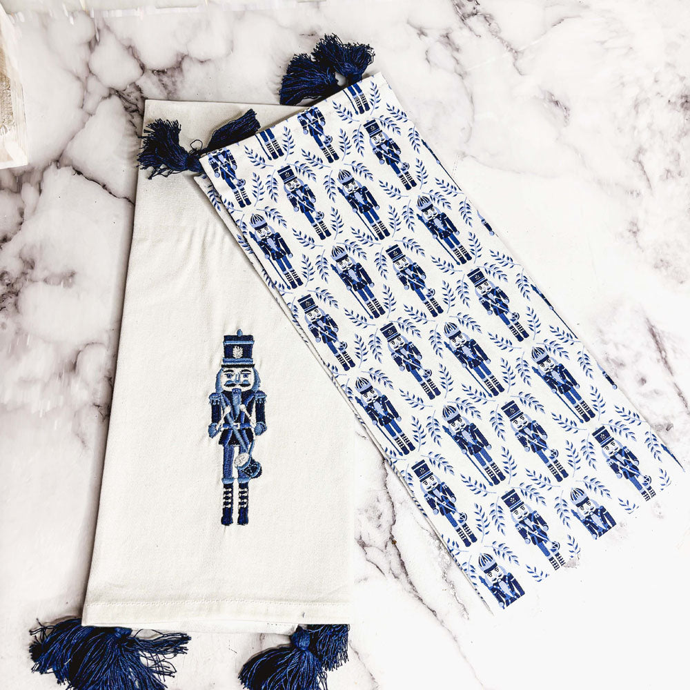 Blue Nutcracker Tea Towels, Set of 2