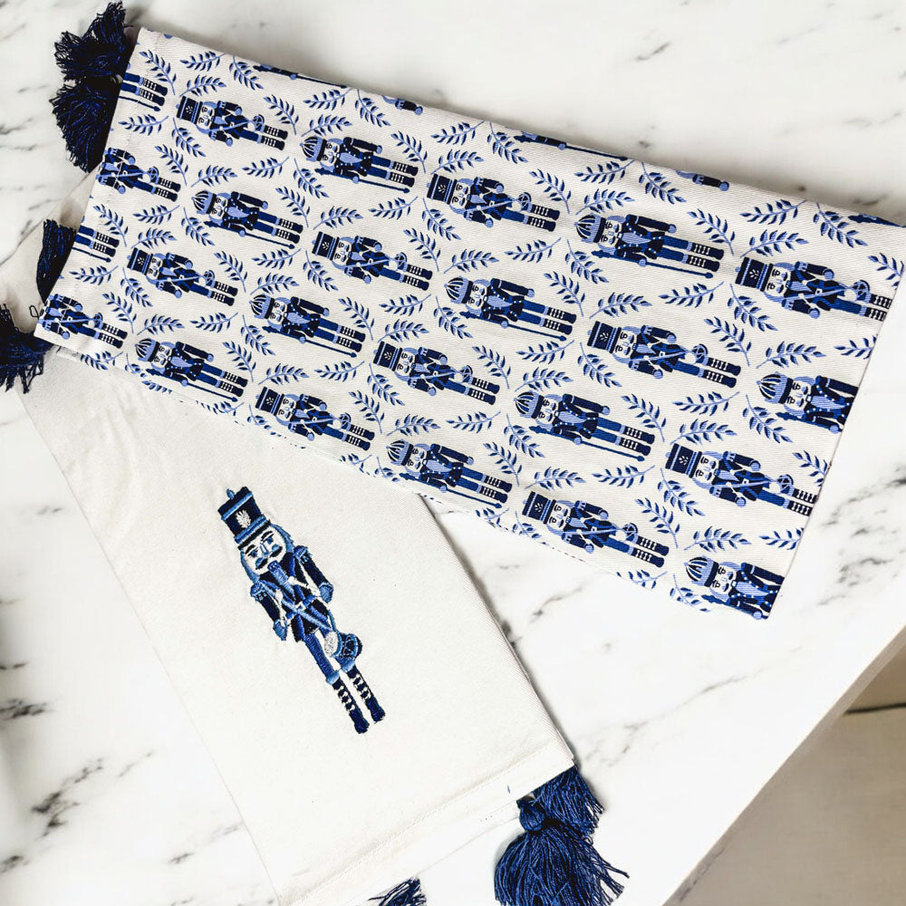 Blue Nutcracker Tea Towels, Set of 2