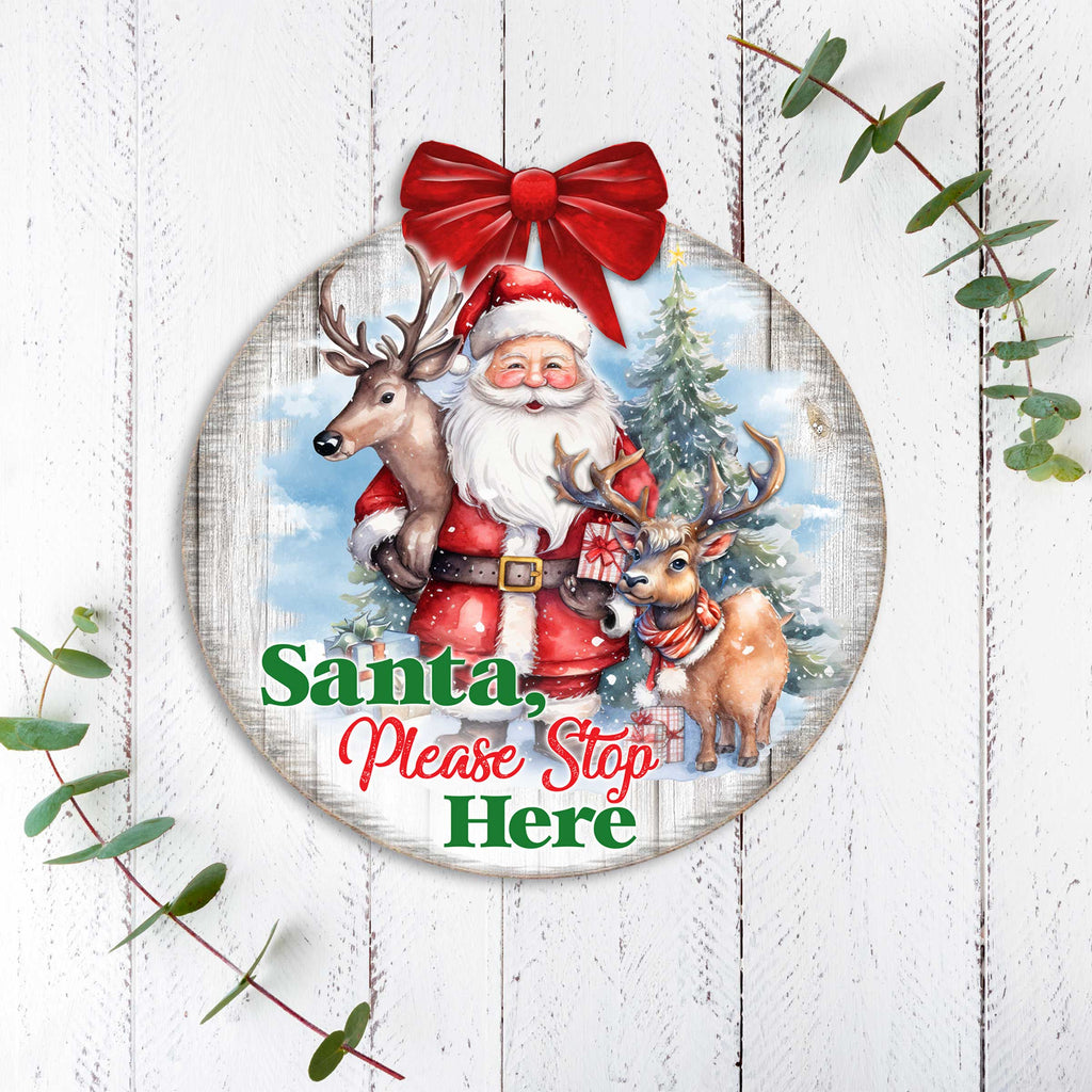 "Santa Please Stop Here" Wooden Porch Sign