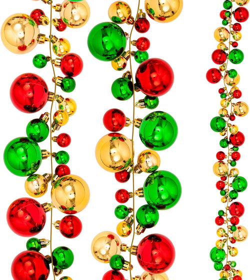 6-foot red, green and gold ball garland