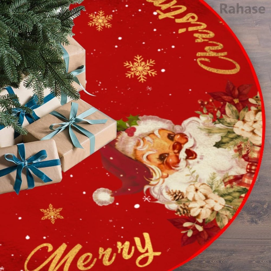 Santa and snowflake tree skirt, detail