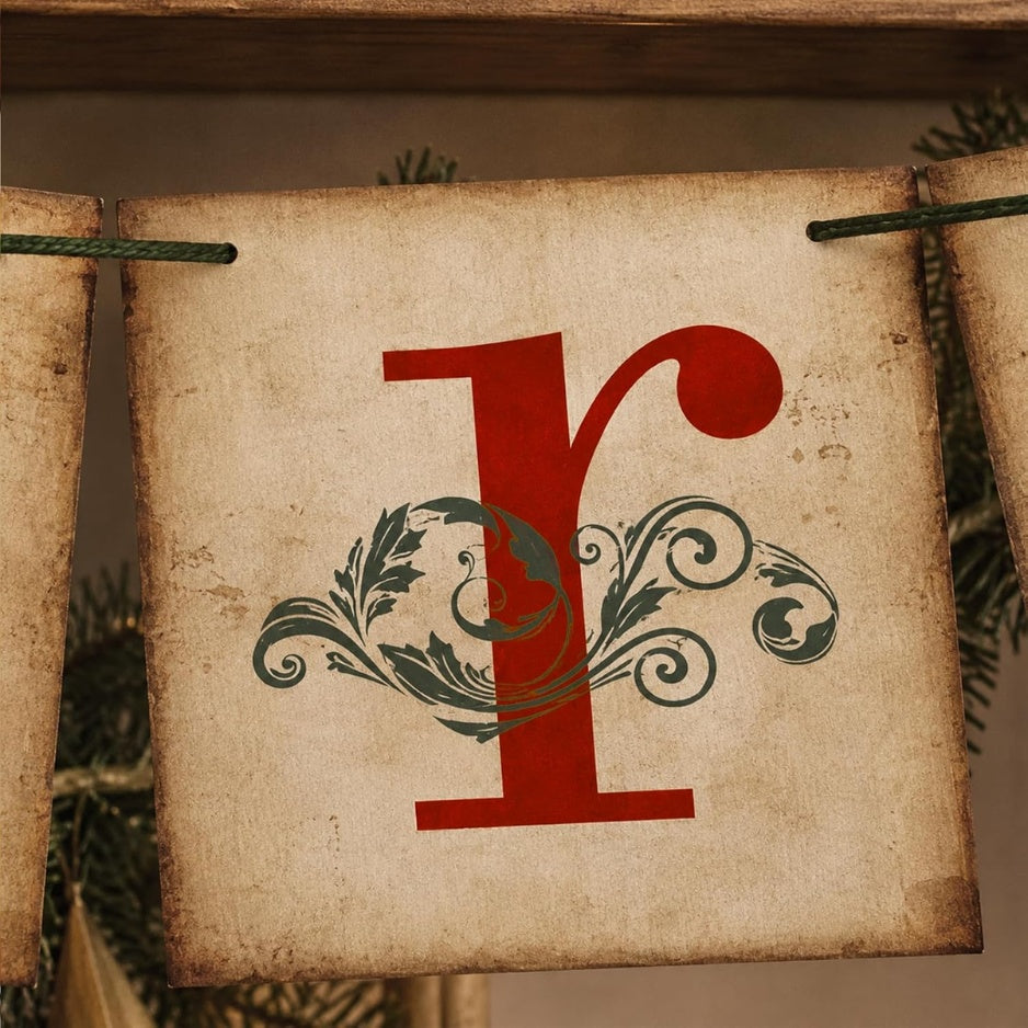 Vintage Christmas banner, detail