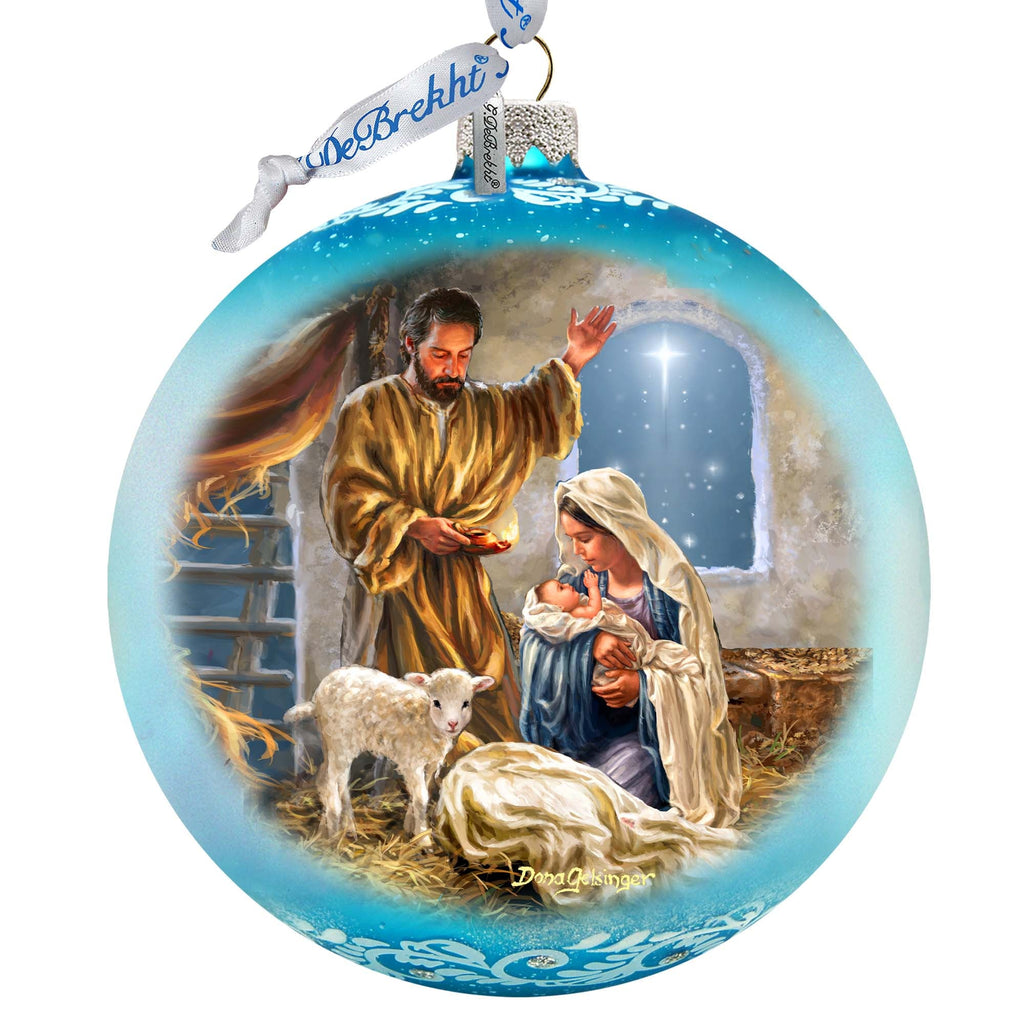 "A Child Is Born" Hand-Painted Glass Nativity Ornament, Limited Edition