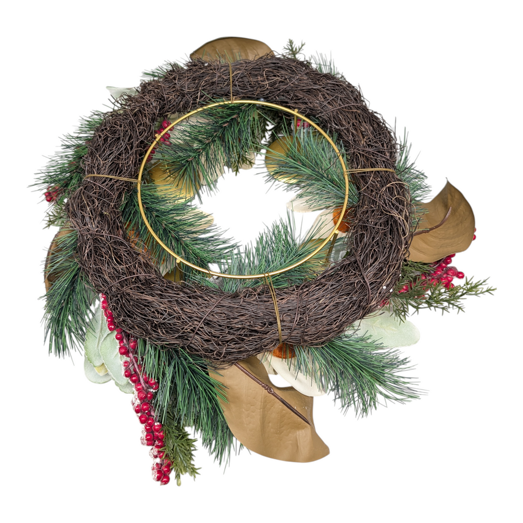 Magnolia & Pine Advent Wreath Centerpiece, 16"
