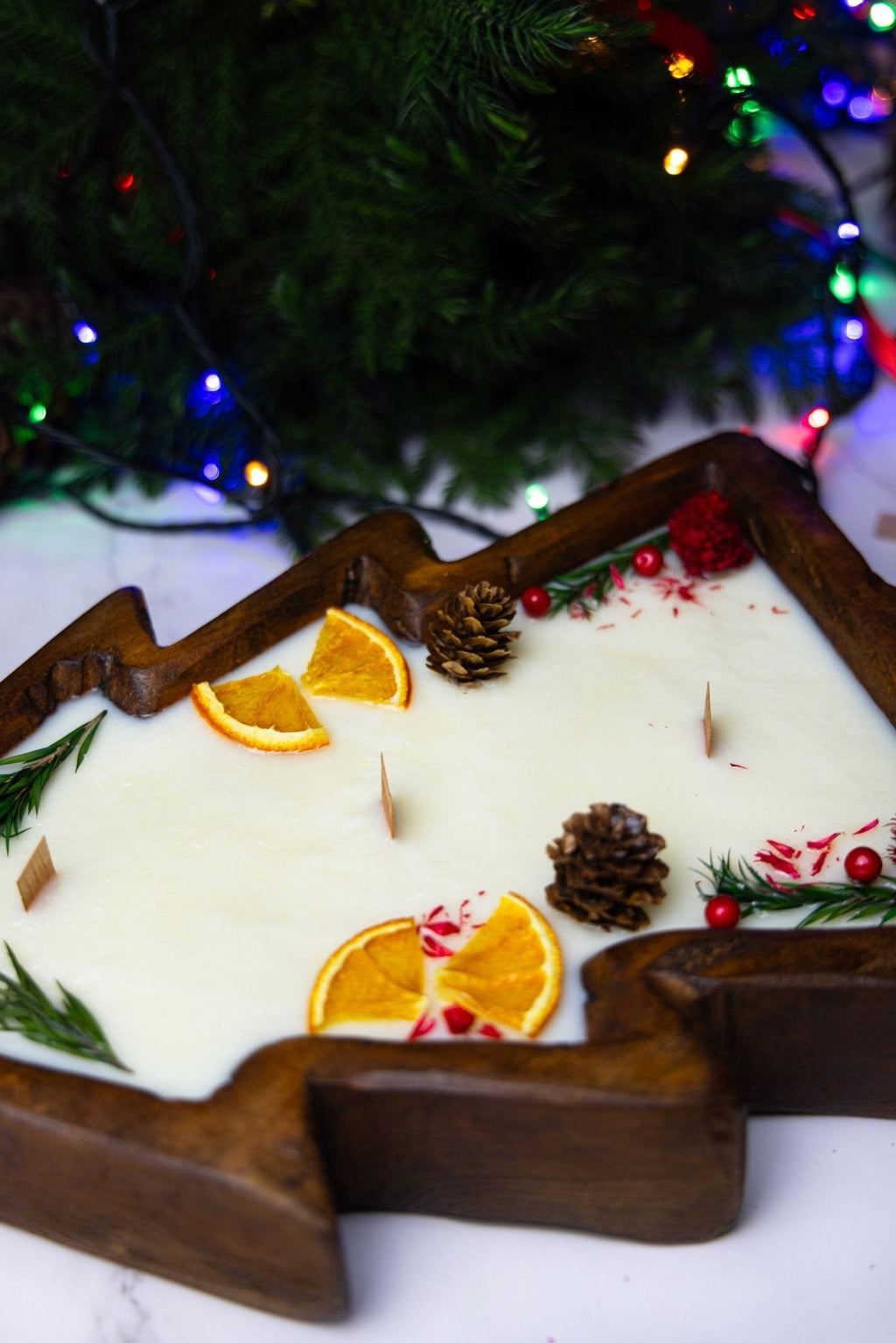 Christmas Tree Dough Bowl Candle, Large