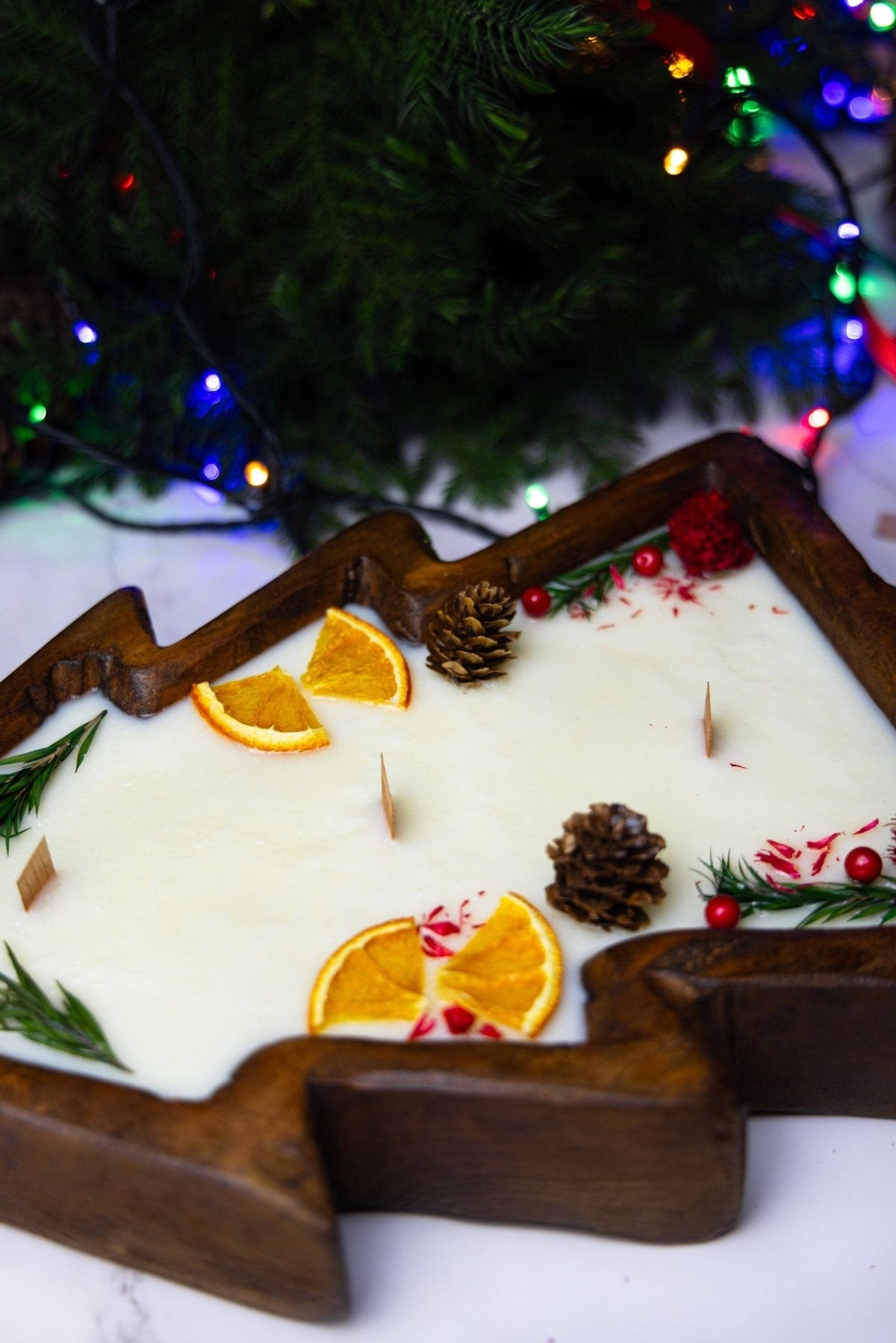 Christmas Tree Dough Bowl Candle, Large