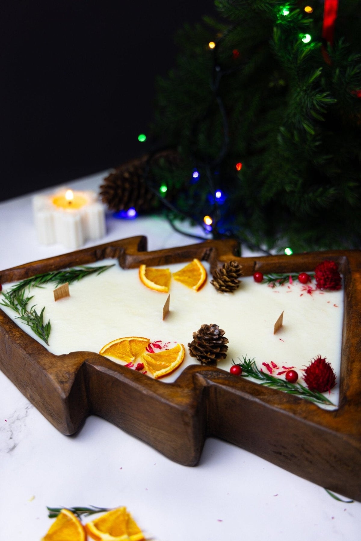 Christmas Tree Dough Bowl Candle, Large