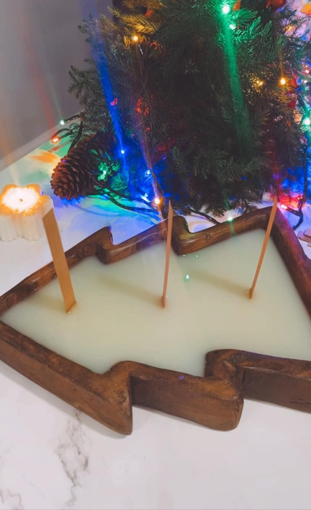 Christmas Tree Dough Bowl Candle, Large