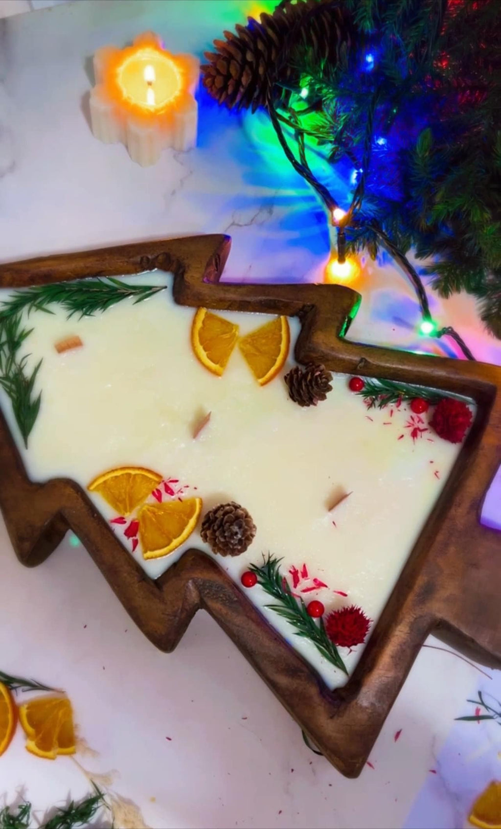 Christmas Tree Dough Bowl Candle, Large