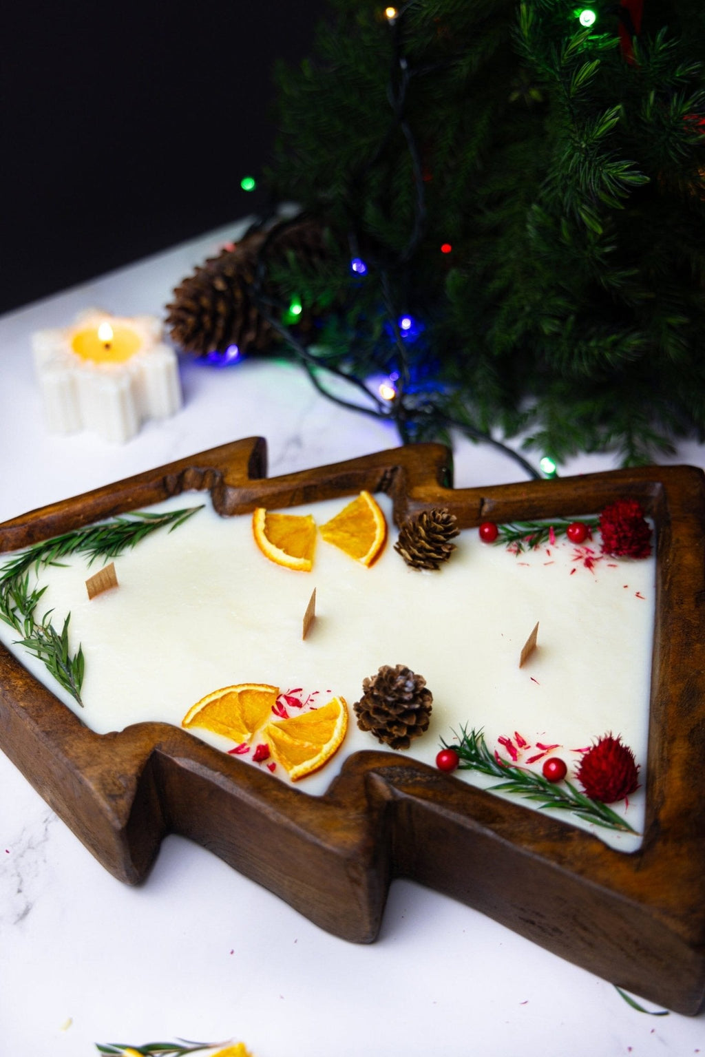 Christmas Tree Dough Bowl Candle, Large