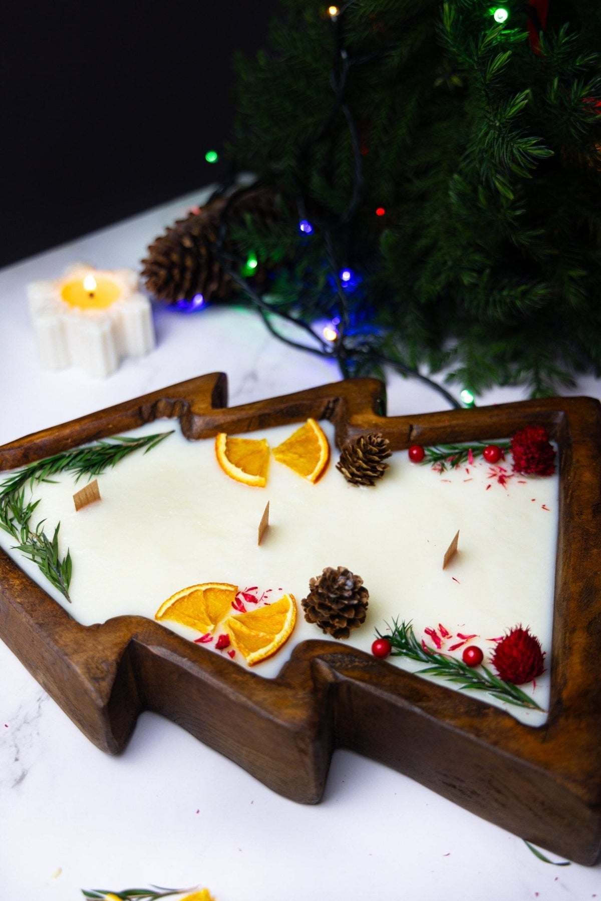 Christmas Tree Dough Bowl Candle, Large