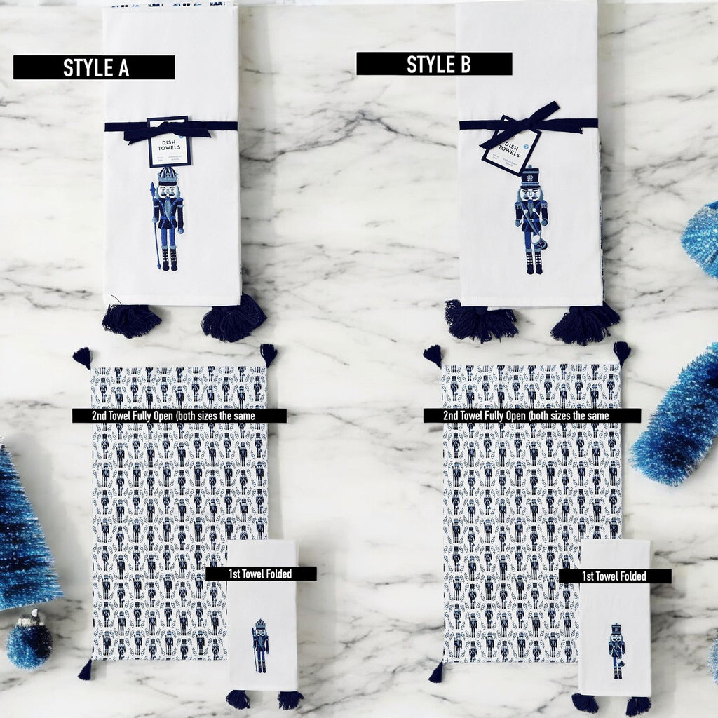 Blue Nutcracker Tea Towels, Set of 2